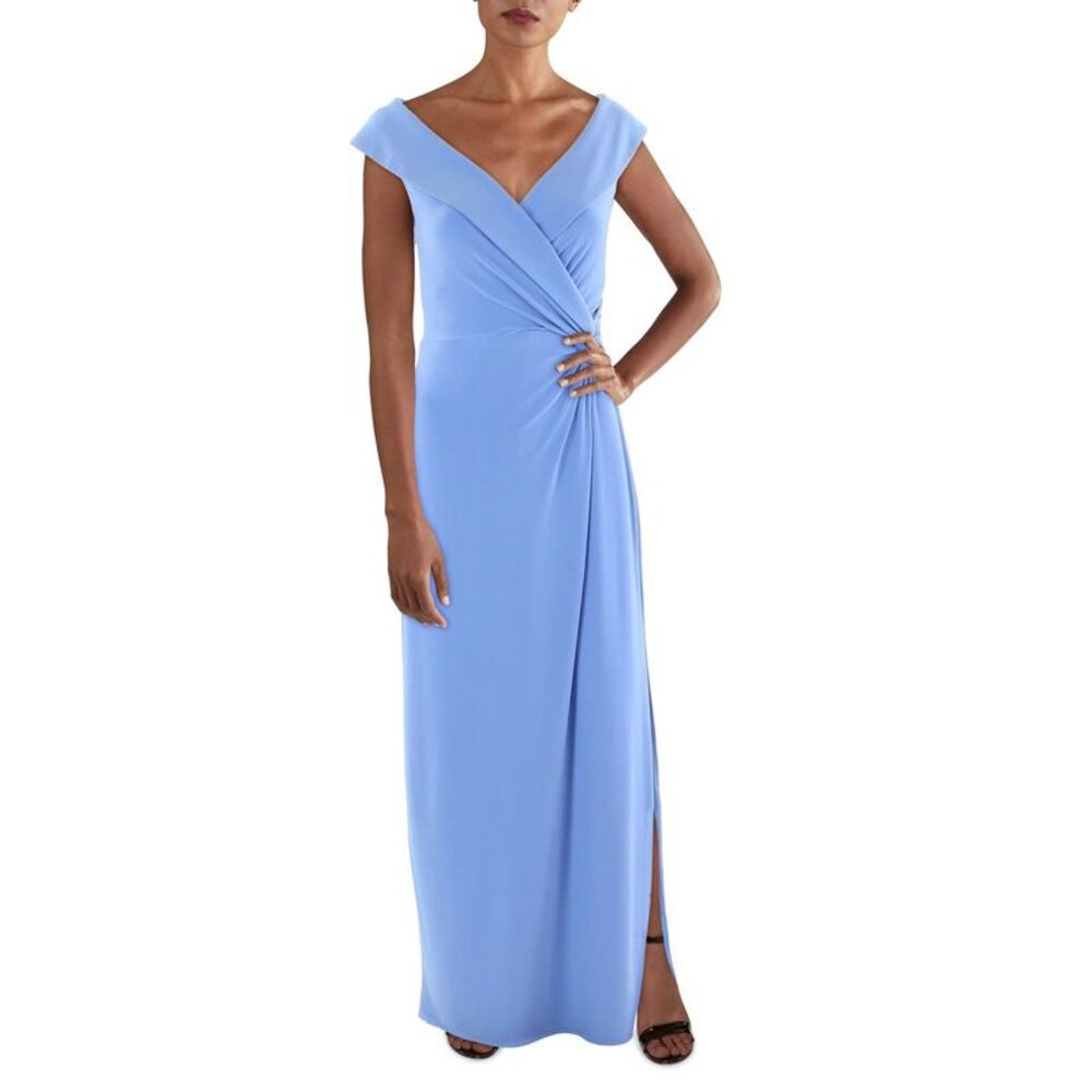 Lauren Ralph Lauren Womens Blue Jersey Long Formal Evening Dress Gown NWT